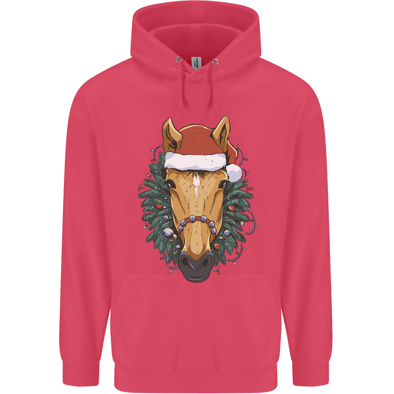 A Christmas Horse Equestrian Childrens Kids Hoodie Heliconia