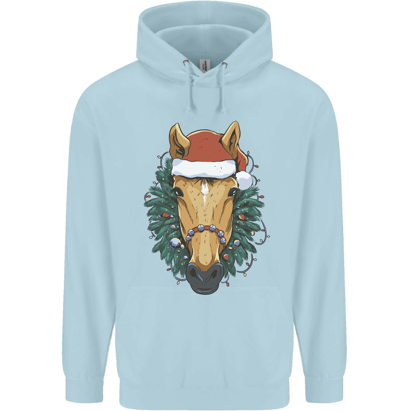 A Christmas Horse Equestrian Childrens Kids Hoodie Light Blue