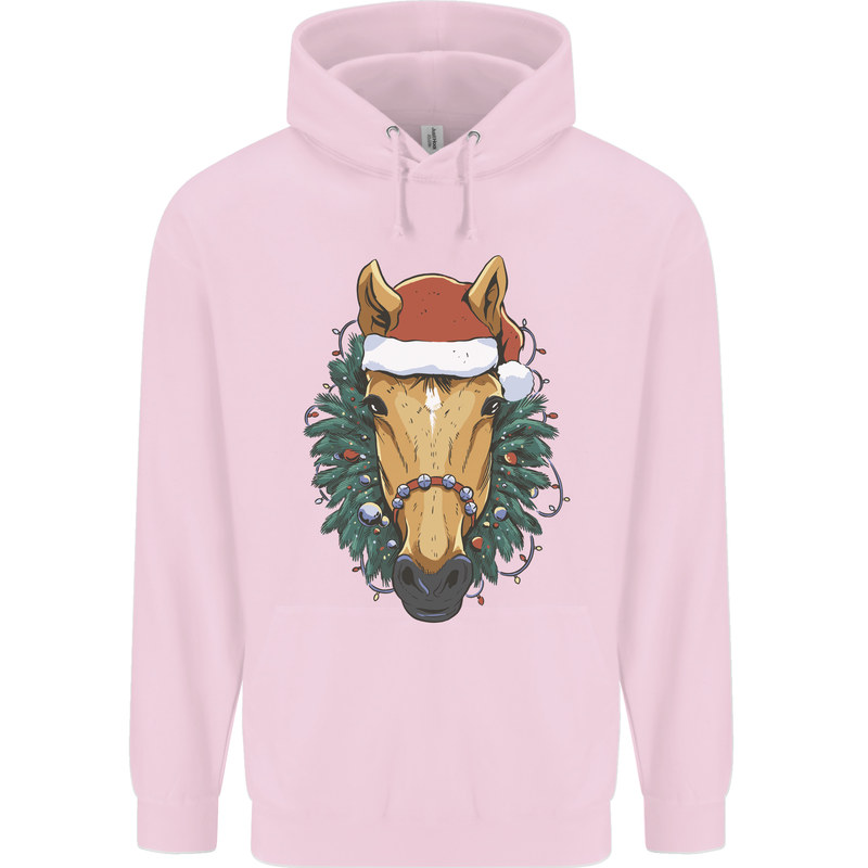 A Christmas Horse Equestrian Childrens Kids Hoodie Light Pink