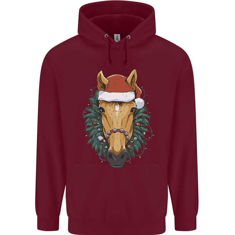 A Christmas Horse Equestrian Childrens Kids Hoodie Maroon