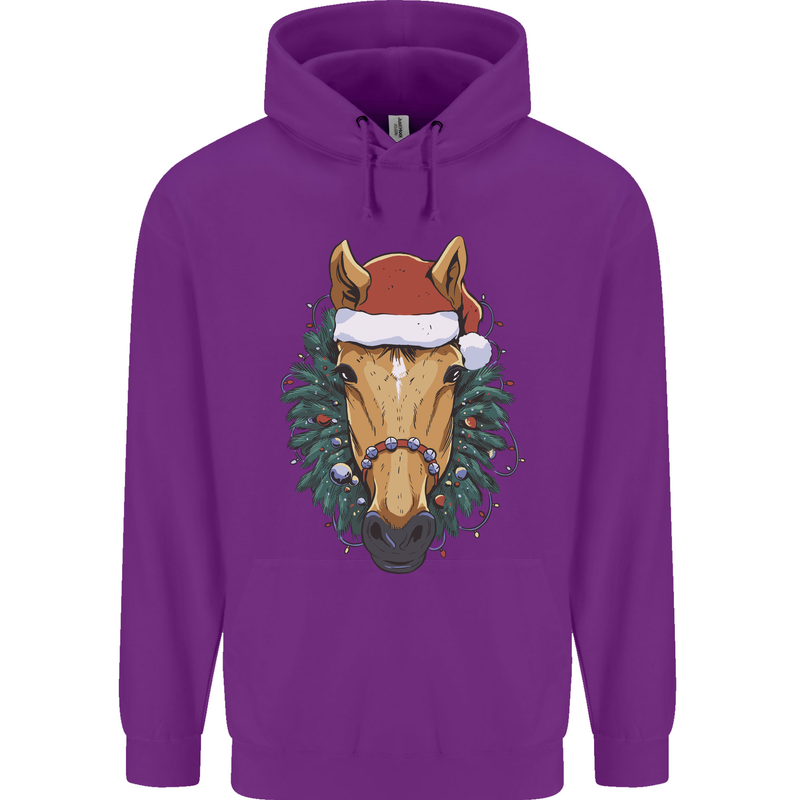 A Christmas Horse Equestrian Childrens Kids Hoodie Purple