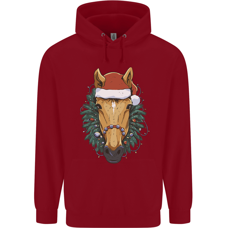 A Christmas Horse Equestrian Childrens Kids Hoodie Red