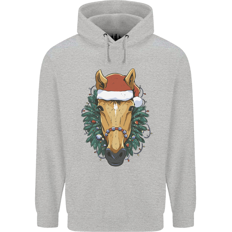 A Christmas Horse Equestrian Childrens Kids Hoodie Sports Grey