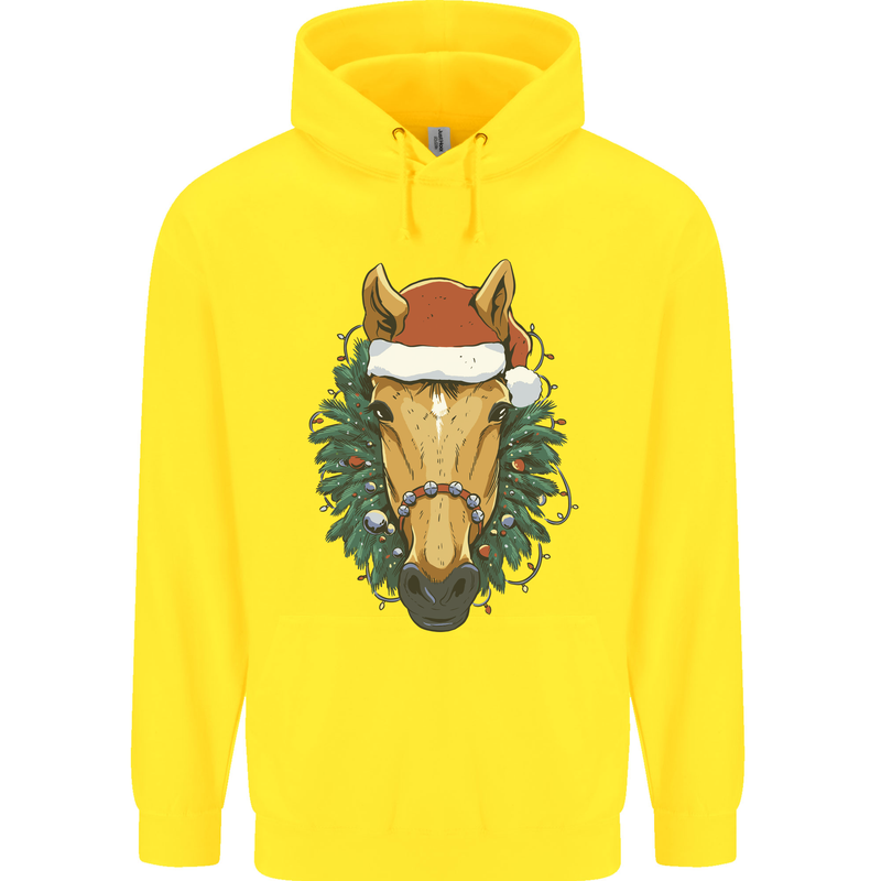 A Christmas Horse Equestrian Childrens Kids Hoodie Yellow