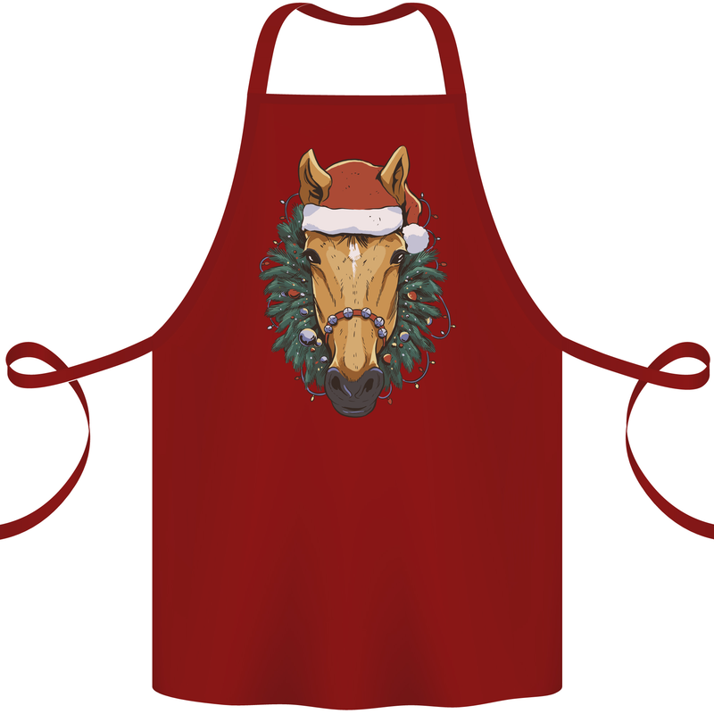 A Christmas Horse Equestrian Cotton Apron 100% Organic Maroon