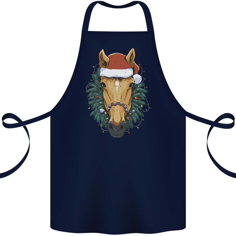 A Christmas Horse Equestrian Cotton Apron 100% Organic Navy Blue