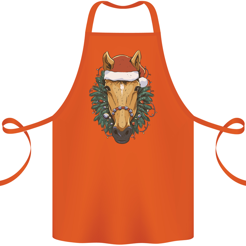 A Christmas Horse Equestrian Cotton Apron 100% Organic Orange