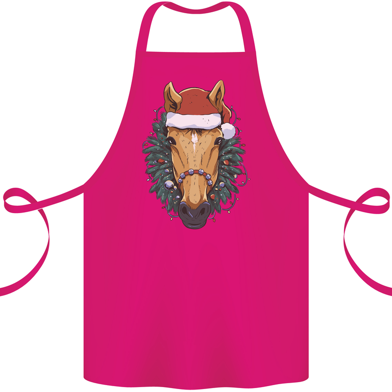 A Christmas Horse Equestrian Cotton Apron 100% Organic Pink