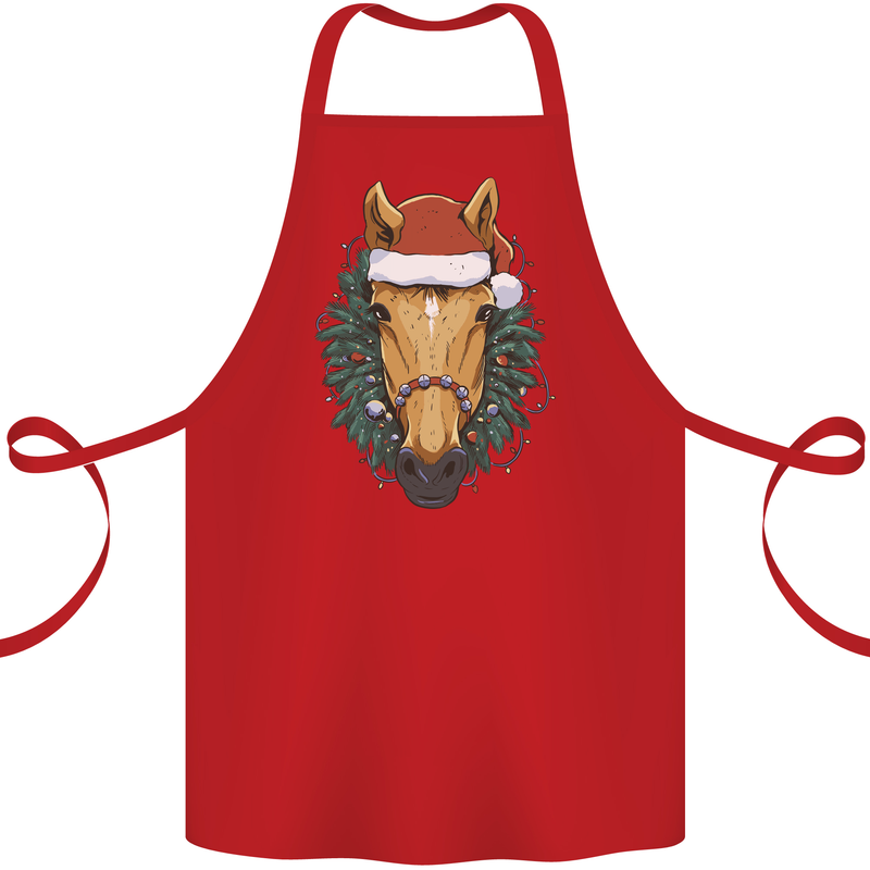 A Christmas Horse Equestrian Cotton Apron 100% Organic Red