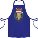 A Christmas Horse Equestrian Cotton Apron 100% Organic Royal Blue