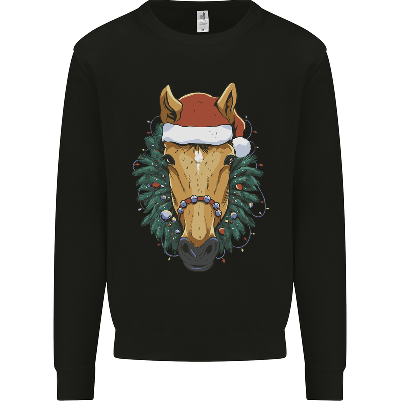 A Christmas Horse Equestrian Kids Sweatshirt Jumper Black