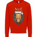 A Christmas Horse Equestrian Kids Sweatshirt Jumper Bright Red