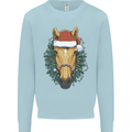 A Christmas Horse Equestrian Kids Sweatshirt Jumper Light Blue