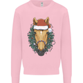 A Christmas Horse Equestrian Kids Sweatshirt Jumper Light Pink