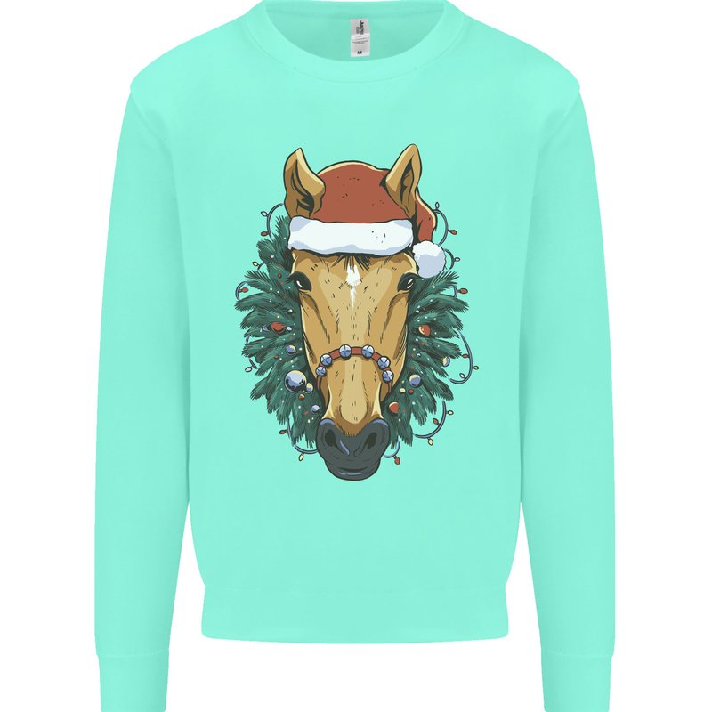 A Christmas Horse Equestrian Kids Sweatshirt Jumper Peppermint