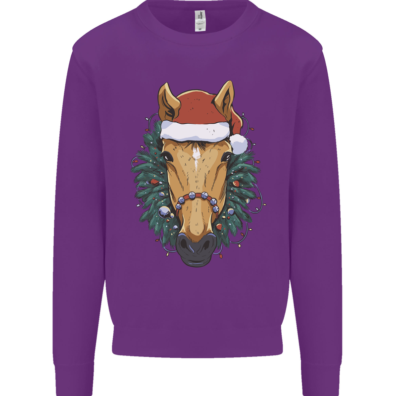 A Christmas Horse Equestrian Kids Sweatshirt Jumper Purple