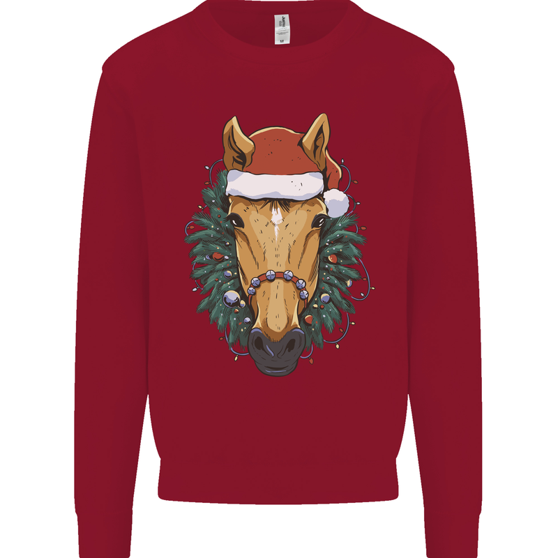 A Christmas Horse Equestrian Kids Sweatshirt Jumper Red