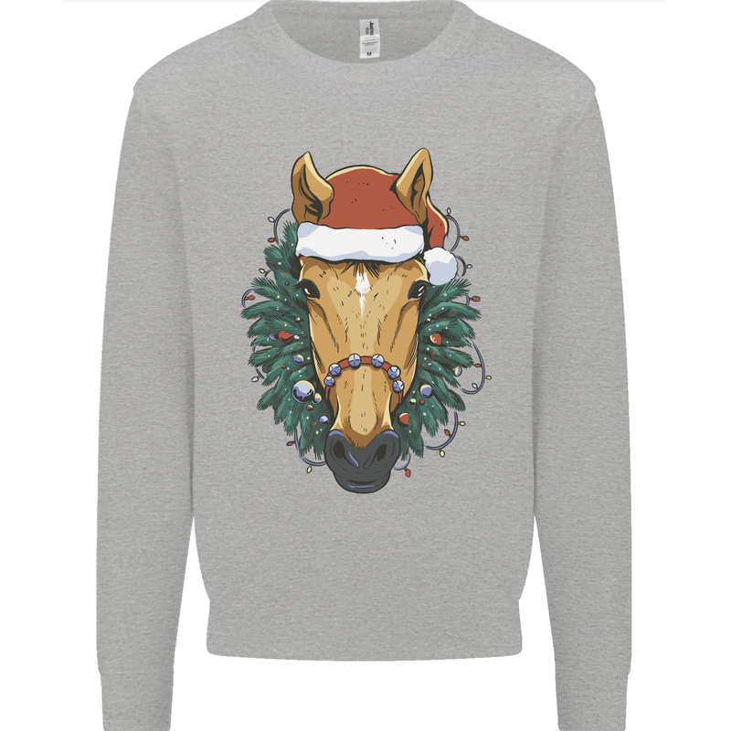 A Christmas Horse Equestrian Kids Sweatshirt Jumper Sports Grey