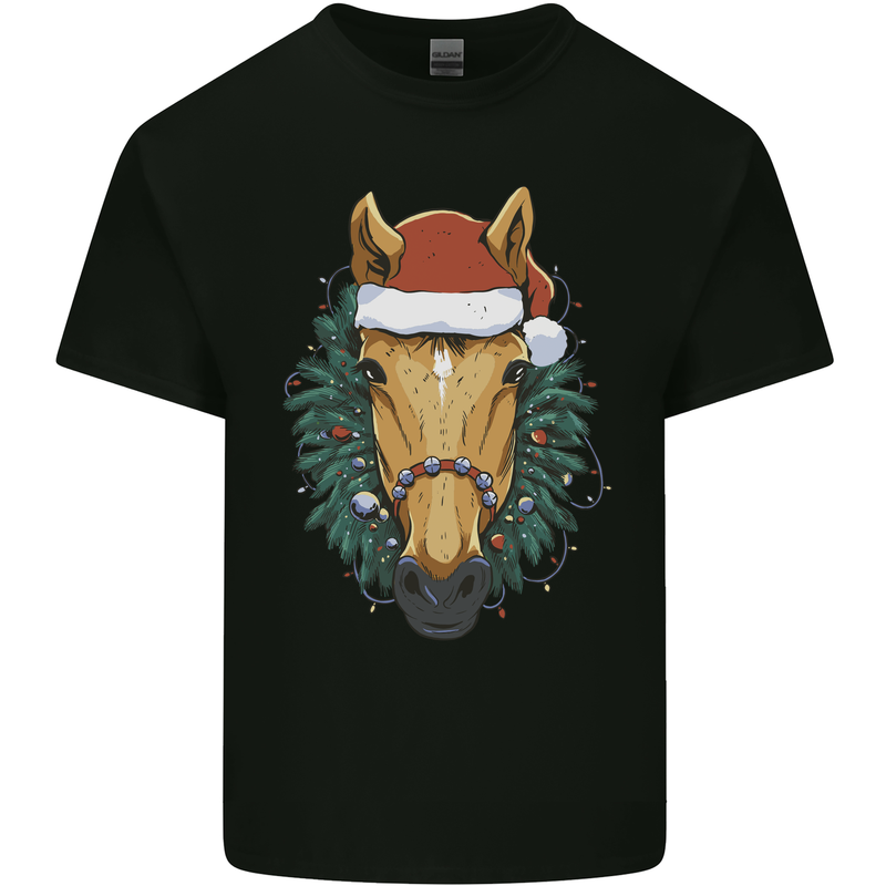 A Christmas Horse Equestrian Kids T-Shirt Childrens Black