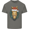 A Christmas Horse Equestrian Kids T-Shirt Childrens Charcoal