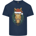 A Christmas Horse Equestrian Kids T-Shirt Childrens Navy Blue