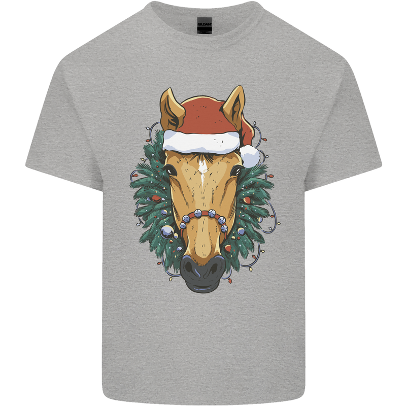 A Christmas Horse Equestrian Kids T-Shirt Childrens Sports Grey