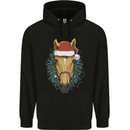 A Christmas Horse Equestrian Mens 80% Cotton Hoodie Black