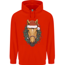 A Christmas Horse Equestrian Mens 80% Cotton Hoodie Bright Red