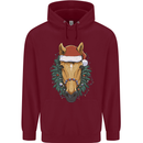 A Christmas Horse Equestrian Mens 80% Cotton Hoodie Maroon
