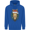 A Christmas Horse Equestrian Mens 80% Cotton Hoodie Royal Blue