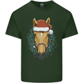 A Christmas Horse Equestrian Mens Cotton T-Shirt Tee Top Forest Green