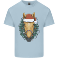 A Christmas Horse Equestrian Mens Cotton T-Shirt Tee Top Light Blue
