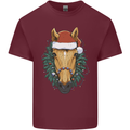 A Christmas Horse Equestrian Mens Cotton T-Shirt Tee Top Maroon
