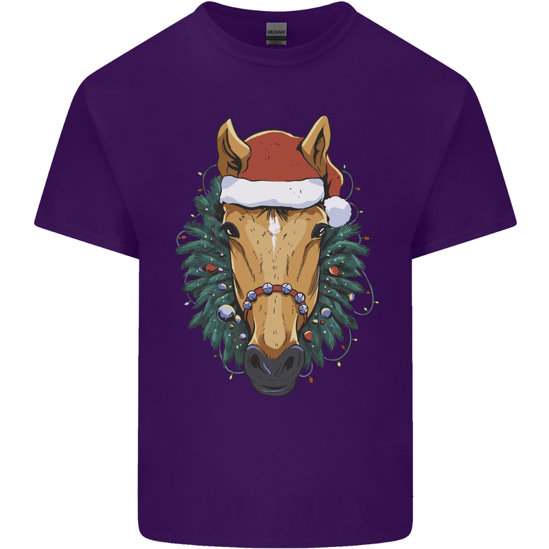 A Christmas Horse Equestrian Mens Cotton T-Shirt Tee Top Purple