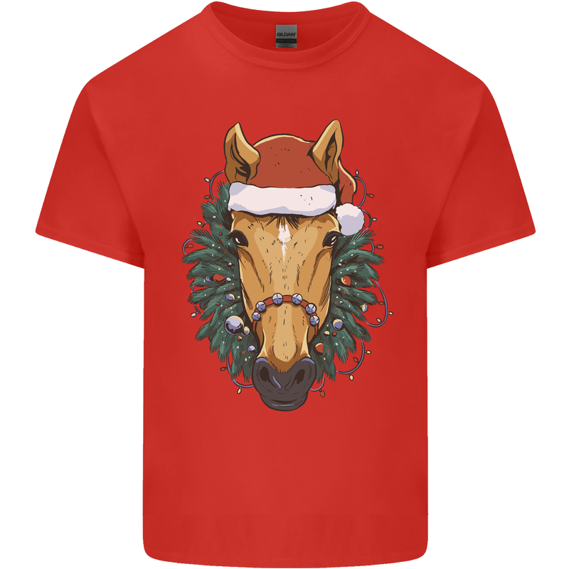 A Christmas Horse Equestrian Mens Cotton T-Shirt Tee Top Red