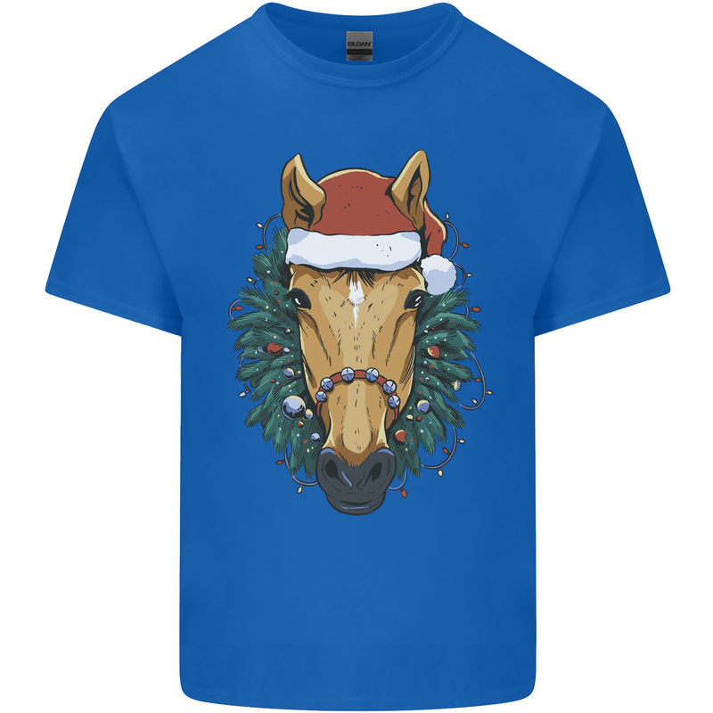 A Christmas Horse Equestrian Mens Cotton T-Shirt Tee Top Royal Blue