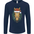A Christmas Horse Equestrian Mens Long Sleeve T-Shirt Navy Blue