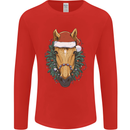A Christmas Horse Equestrian Mens Long Sleeve T-Shirt Red