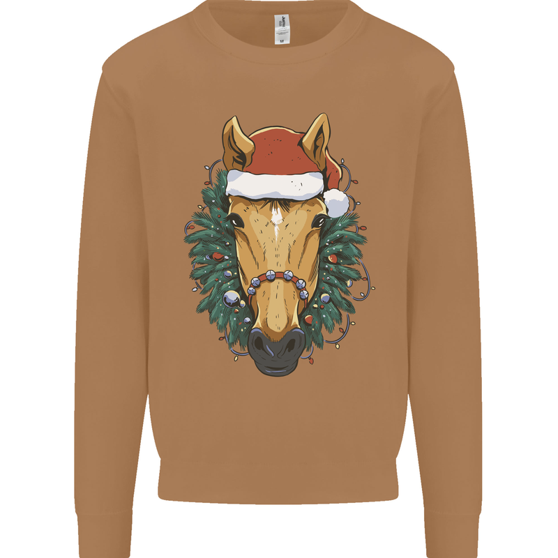 A Christmas Horse Equestrian Mens Sweatshirt Jumper Caramel Latte