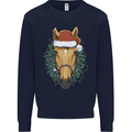 A Christmas Horse Equestrian Mens Sweatshirt Jumper Navy Blue