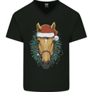 A Christmas Horse Equestrian Mens V-Neck Cotton T-Shirt Black