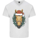 A Christmas Horse Equestrian Mens V-Neck Cotton T-Shirt White