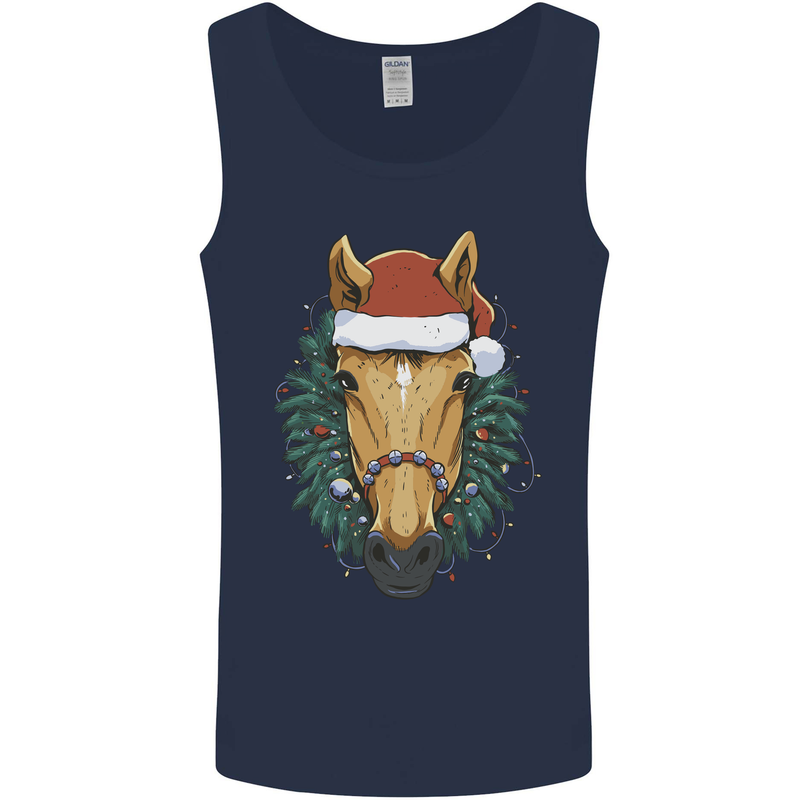 A Christmas Horse Equestrian Mens Vest Tank Top Navy Blue