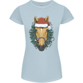 A Christmas Horse Equestrian Womens Petite Cut T-Shirt Light Blue