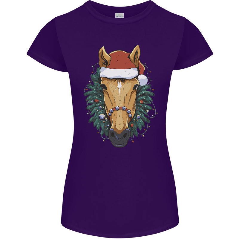 A Christmas Horse Equestrian Womens Petite Cut T-Shirt Purple