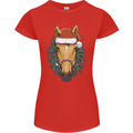 A Christmas Horse Equestrian Womens Petite Cut T-Shirt Red