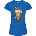 A Christmas Horse Equestrian Womens Petite Cut T-Shirt Royal Blue