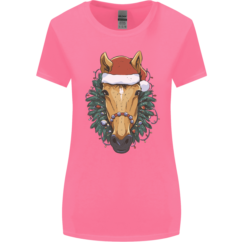 A Christmas Horse Equestrian Womens Wider Cut T-Shirt Azalea