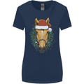 A Christmas Horse Equestrian Womens Wider Cut T-Shirt Navy Blue