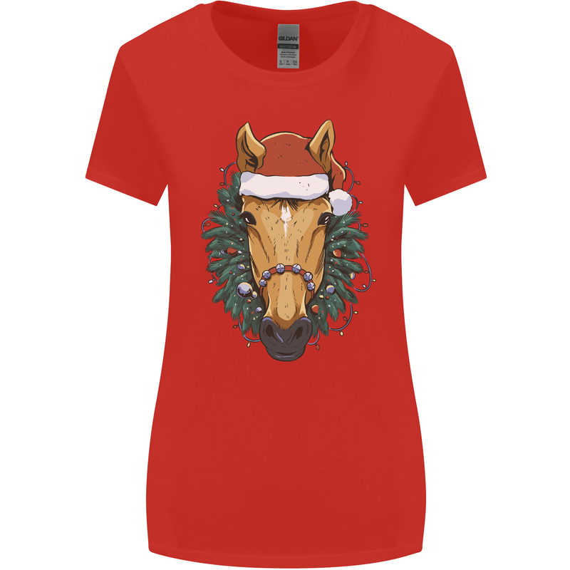 A Christmas Horse Equestrian Womens Wider Cut T-Shirt Red
